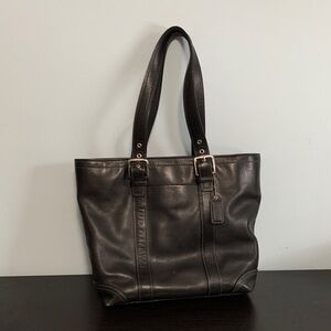 Coach Hampton Black Leather Tote Bag #F10194